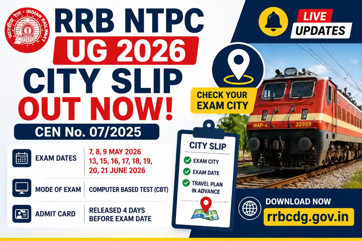 RRB NTPC UG City Intimation Slip 2026