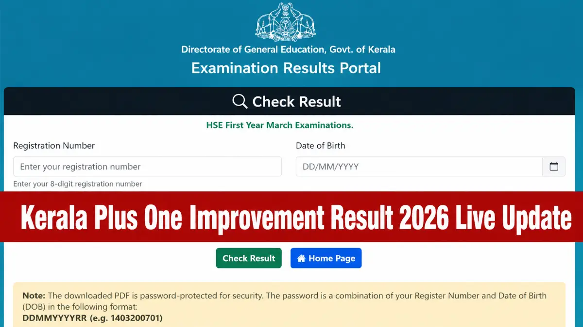 Kerala Plus One Improvement Result 2026